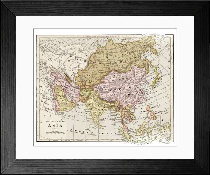 Framed Print : Map of Asia 1889 Framed Print : Map of Asia 1889