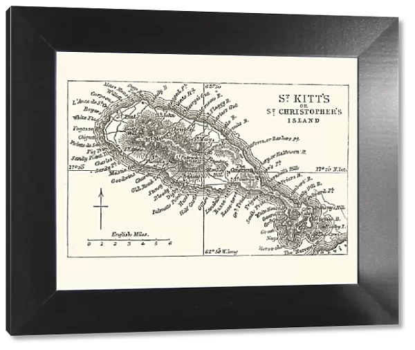 Map of Saint Kitts, 19th Century