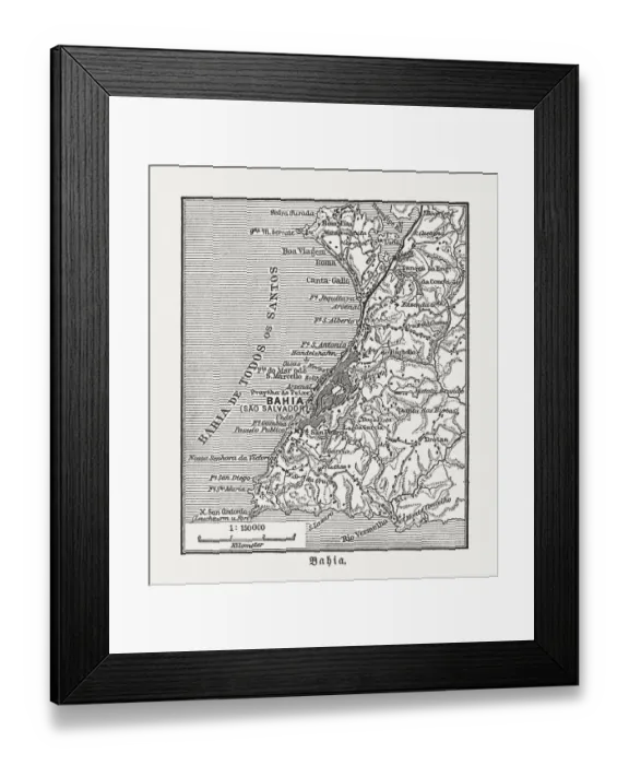 Framed Print : Salvador and surrounding, Bahia, Brazil, wood engraving, published in 1897 Framed Print : Salvador and surrounding, Bahia, Brazil, wood engraving, published in 1897