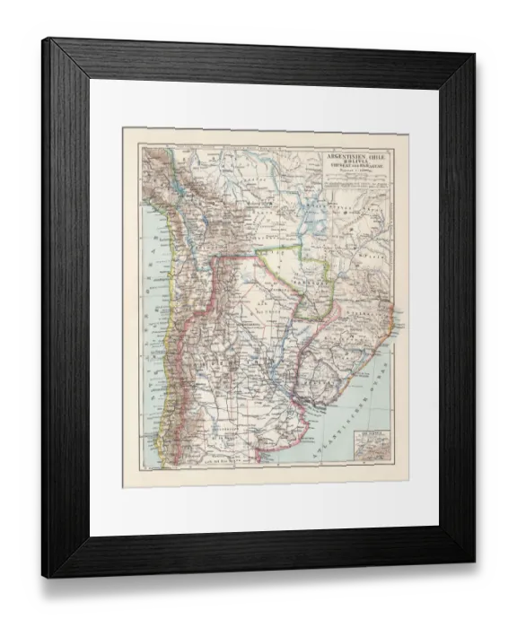 Framed Print : Argentina, Chile, Bolivia, Uruguay, and Paraguay, lithograph, published in 1897 Framed Print : Argentina, Chile, Bolivia, Uruguay, and Paraguay, lithograph, published in 1897
