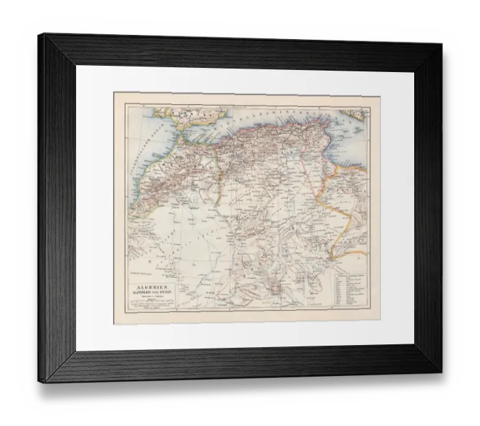 Framed Print : North Africa: Algeria, Morocco and Tunisia, lithograph, published in 1897 Framed Print : North Africa: Algeria, Morocco and Tunisia, lithograph, published in 1897