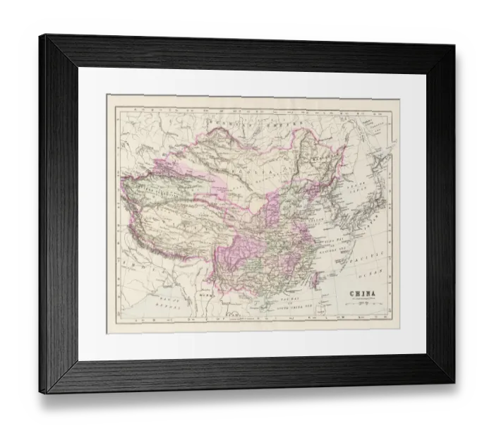 Framed Print : China Map 1893 Framed Print : China Map 1893