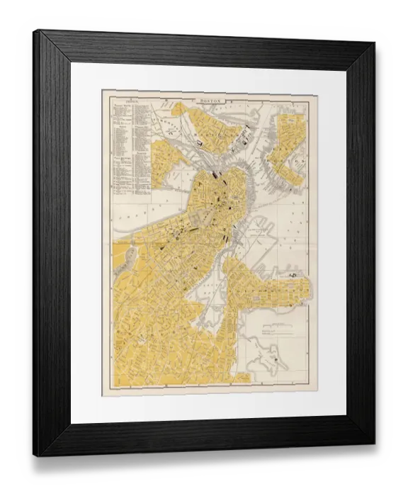 Framed Print : Boston city map 1893 Framed Print : Boston city map 1893