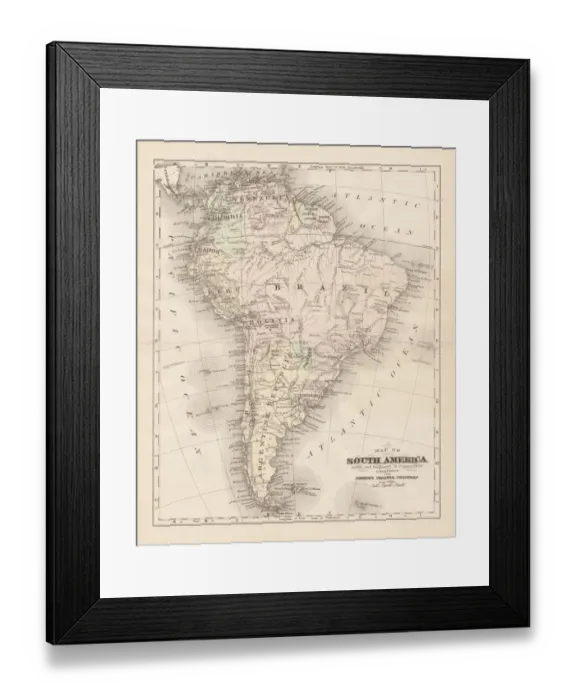Framed Print : South America map 1893
