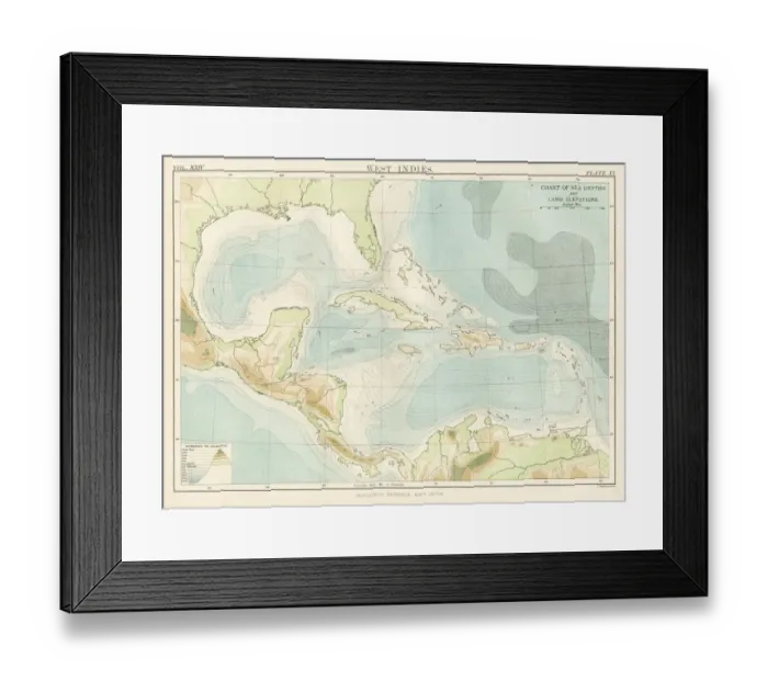Framed Print : West Indies map 1885 Framed Print : West Indies map 1885