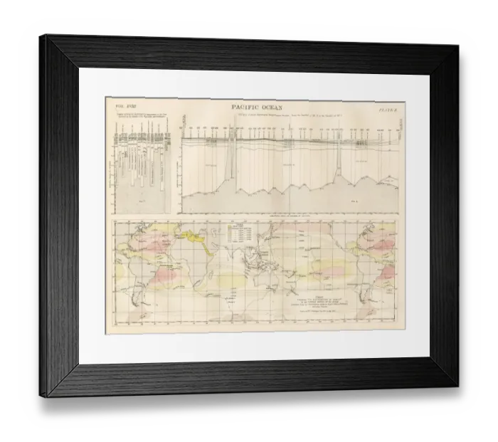 Framed Print : Pacific ocean map 1885 Framed Print : Pacific ocean map 1885