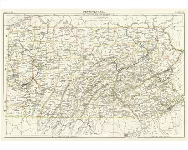 Pennsylvania map 1885