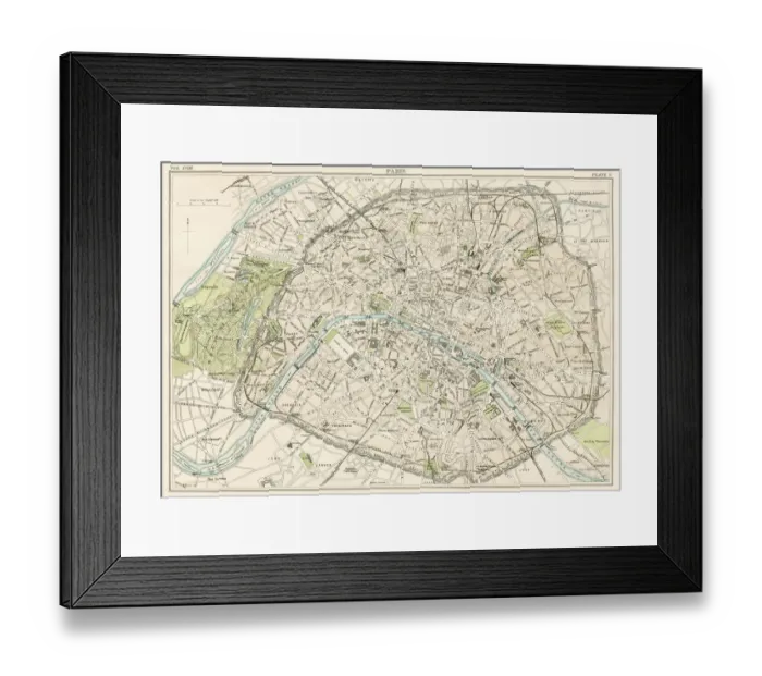 Framed Print : Paris city map 1885 Framed Print : Paris city map 1885