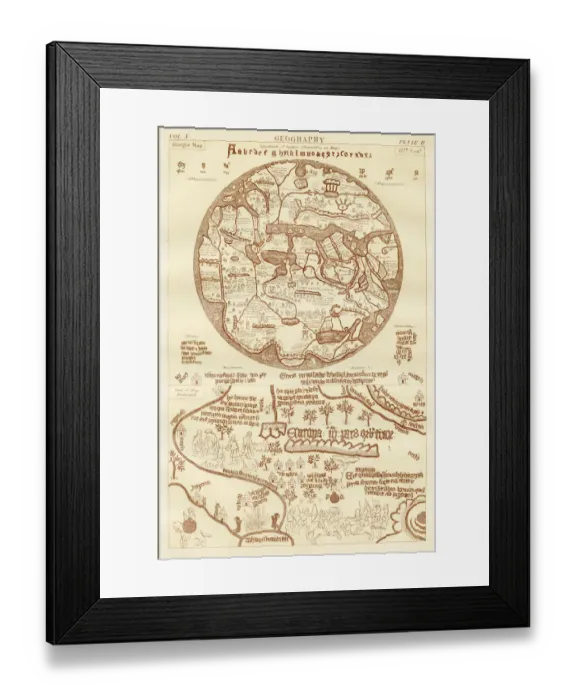 Framed Print : Ancient Borgia map 1884 Framed Print : Ancient Borgia map 1884
