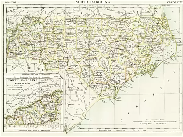 North Carolina map 1884