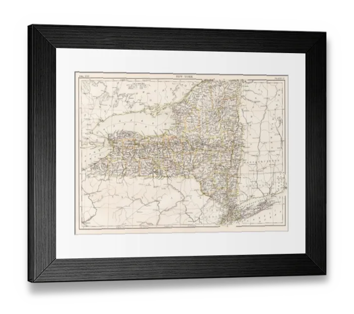 Framed Print : New York map 1884 Framed Print : New York map 1884
