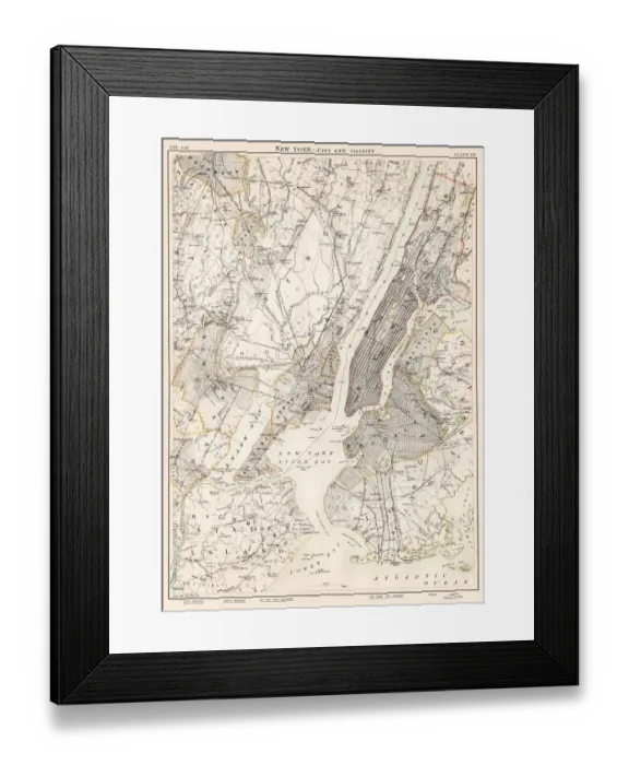 Framed Print : New York city map 1884 Framed Print : New York city map 1884