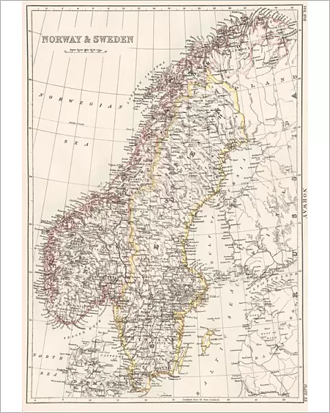 Norway and Sweden map 1884