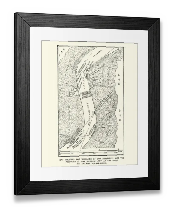 Framed Print : American Civil War, Map of Defenses of River Mississippi Framed Print : American Civil War, Map of Defenses of River Mississippi