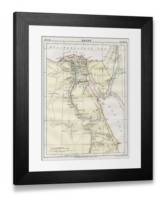 Framed Print : Map of Egypt 1883