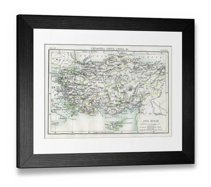 Framed Print : Antique minor Asia map 1883