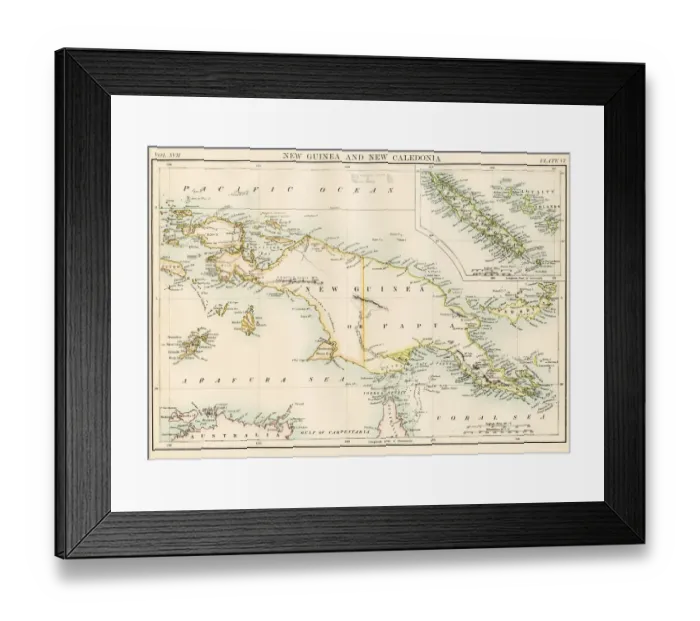 Framed Print : New Gunia Papua map 1884 Framed Print : New Gunia Papua map 1884