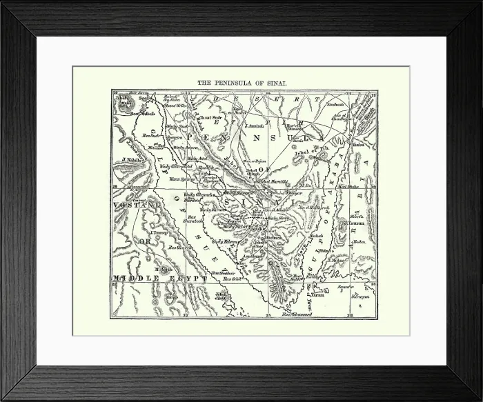 Framed Print : Map of the Sinai Penninsula, 1870 Framed Print : Map of the Sinai Penninsula, 1870