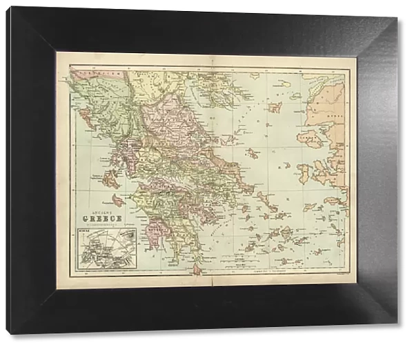 Antique map of Ancient Greece