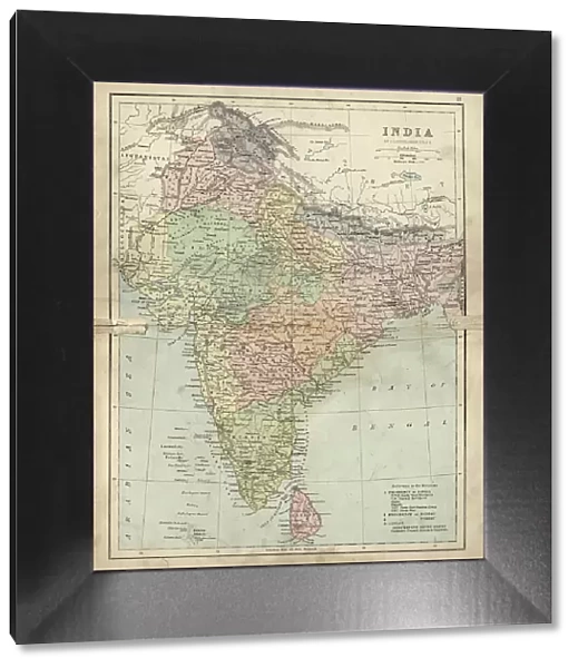 Antique damaged map of India 19th Century