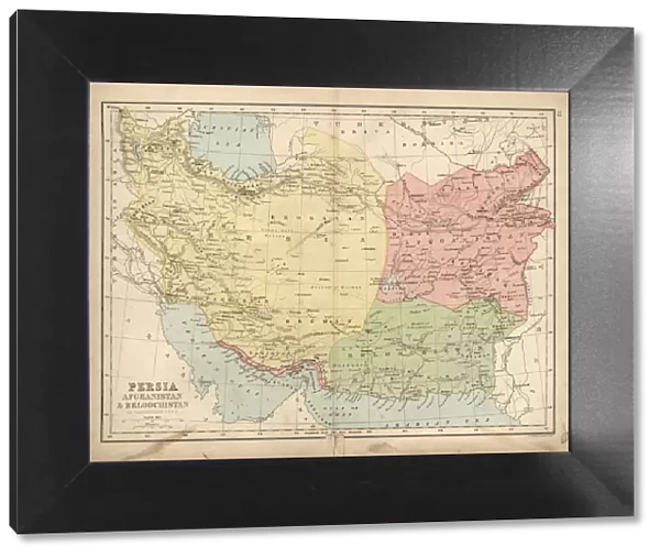 Antique map of Persia, Afghanistan and Beloochistan 19th Century