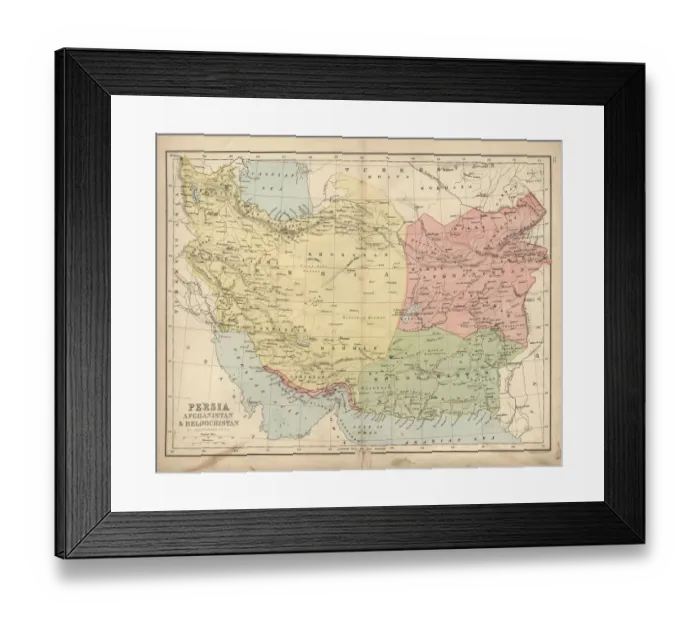 Framed Print : Antique map of Persia, Afghanistan and Beloochistan 19th Century