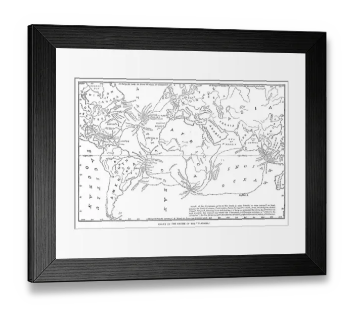 Framed Print : Chart of the cruise of the CSS Alabama