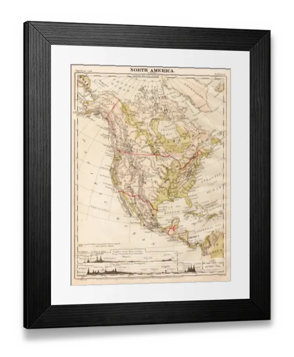 Framed Print : Northamerica map 1867 Framed Print : Northamerica map 1867
