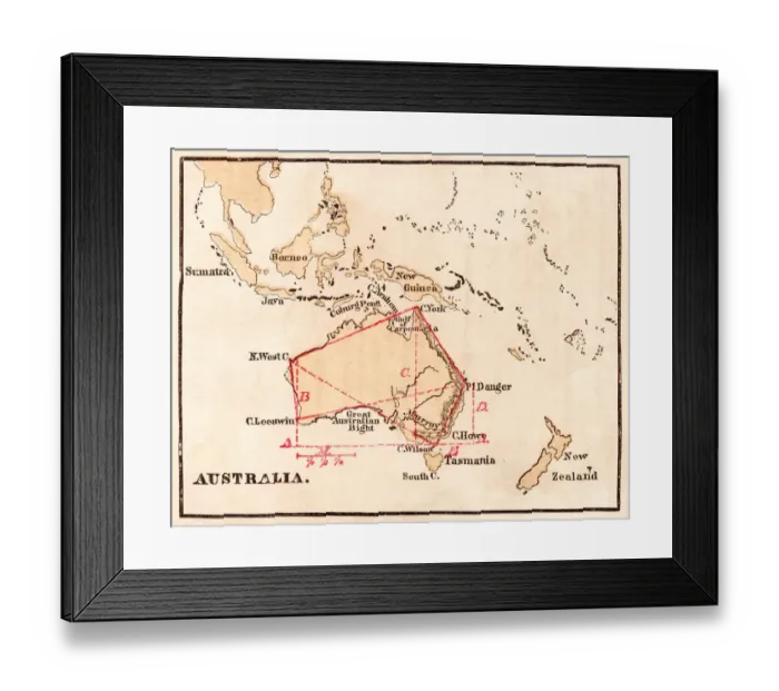 Framed Print : Australia study map 1867