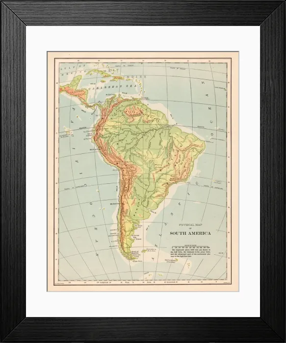 Framed Print : South America map 1898 Framed Print : South America map 1898