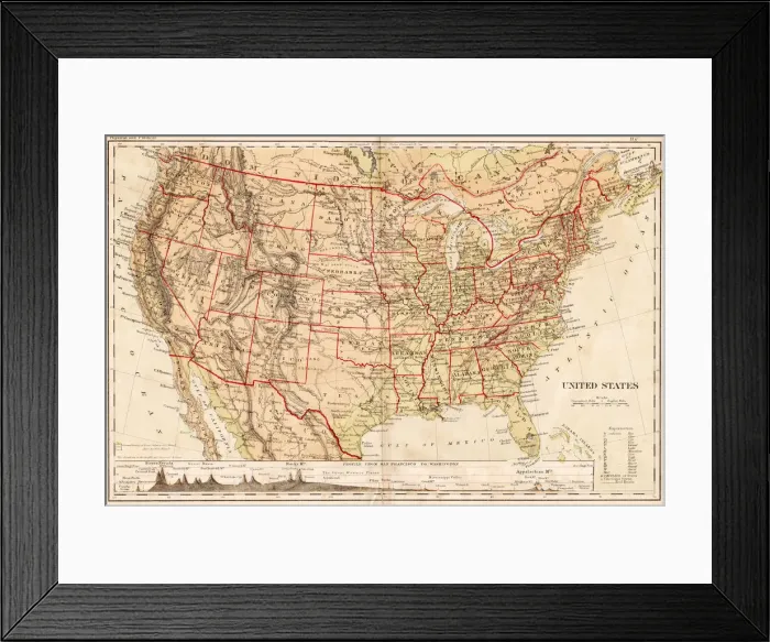 Framed Print : United States map 1867 Framed Print : United States map 1867