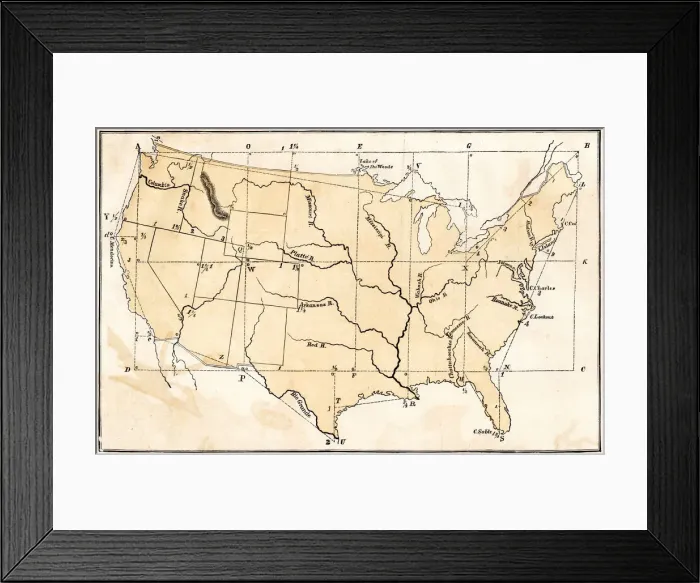 Framed Print : United States study map 1867 Framed Print : United States study map 1867