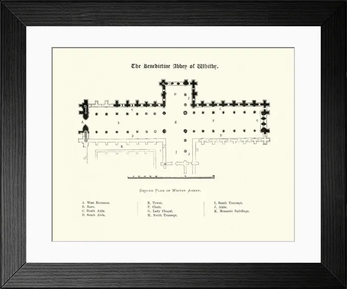 Framed Print : Plan, Benedictine Abbey of Whitby, North Yorkshire, 19th Century