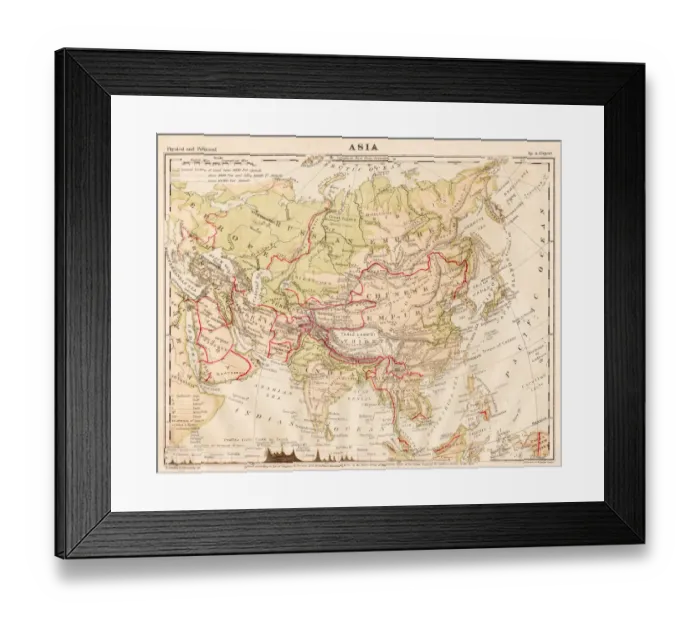Framed Print : Asia map 1867 Framed Print : Asia map 1867