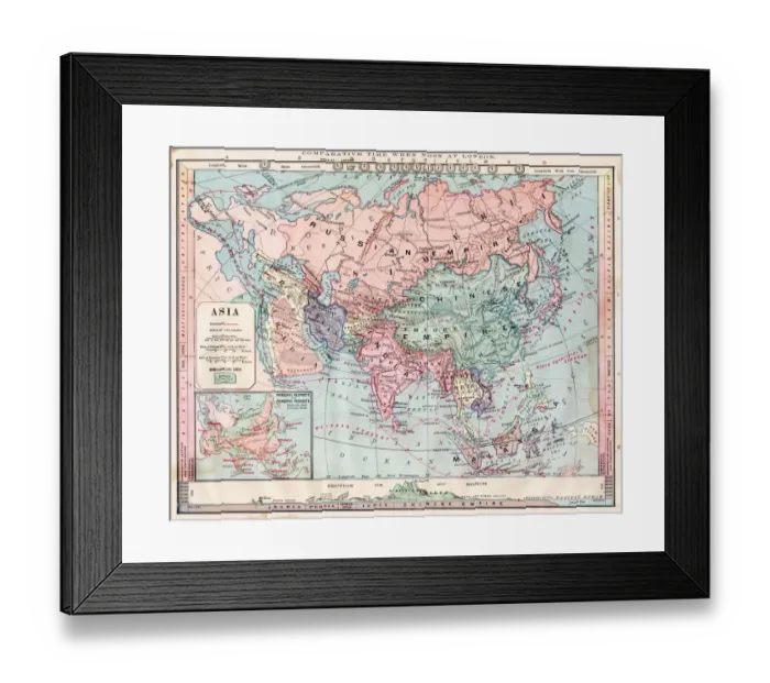 Framed Print : Asia map 1886 Framed Print : Asia map 1886