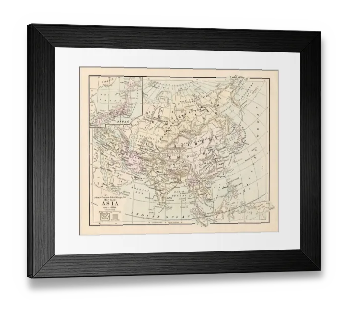 Framed Print : Asia map 1881 Framed Print : Asia map 1881