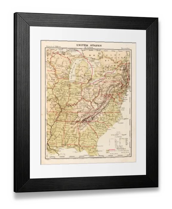 Framed Print : United States map 1867 Framed Print : United States map 1867