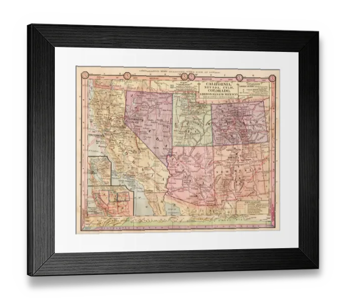Framed Print : Pacific states map 1886 Framed Print : Pacific states map 1886