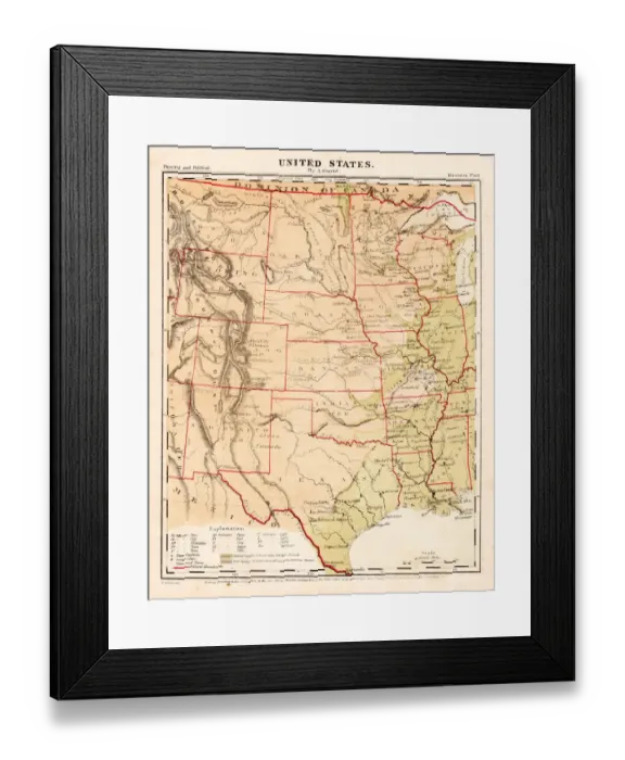 Framed Print : United States map 1867 Framed Print : United States map 1867