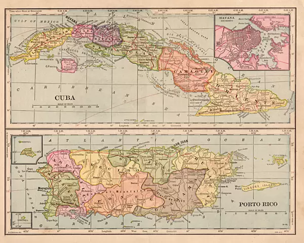 Cuba and Puerto Rico map 1898