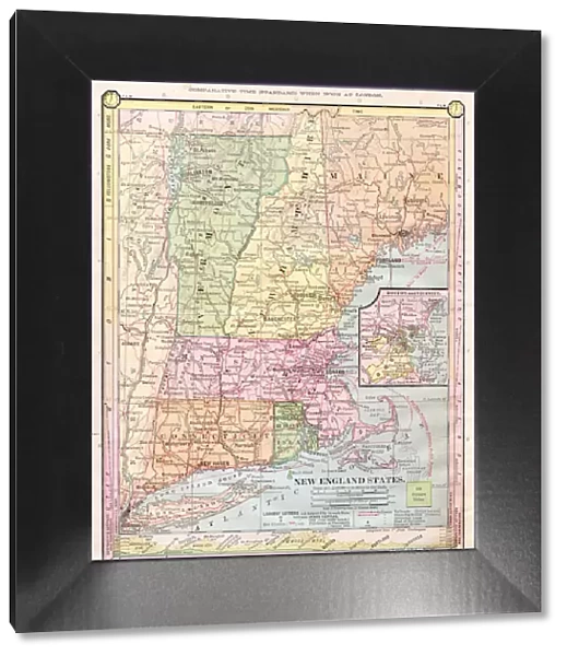 Map of New England states 1886