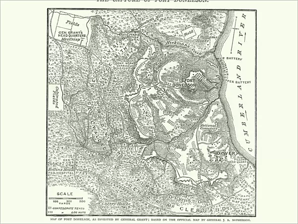 Map of the Battle of Fort Donelson, American Civil War