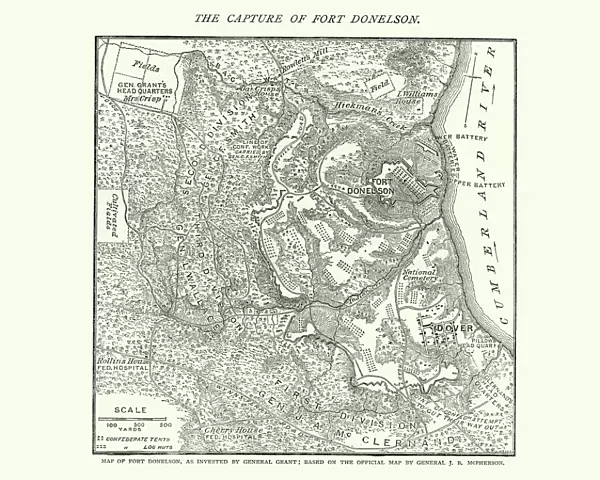 Map of the Battle of Fort Donelson, American Civil War