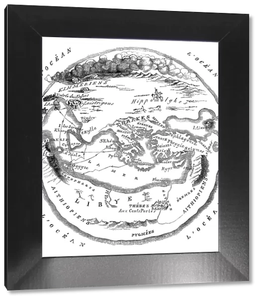 World map Mapa mundi after Homer 1000 B. C