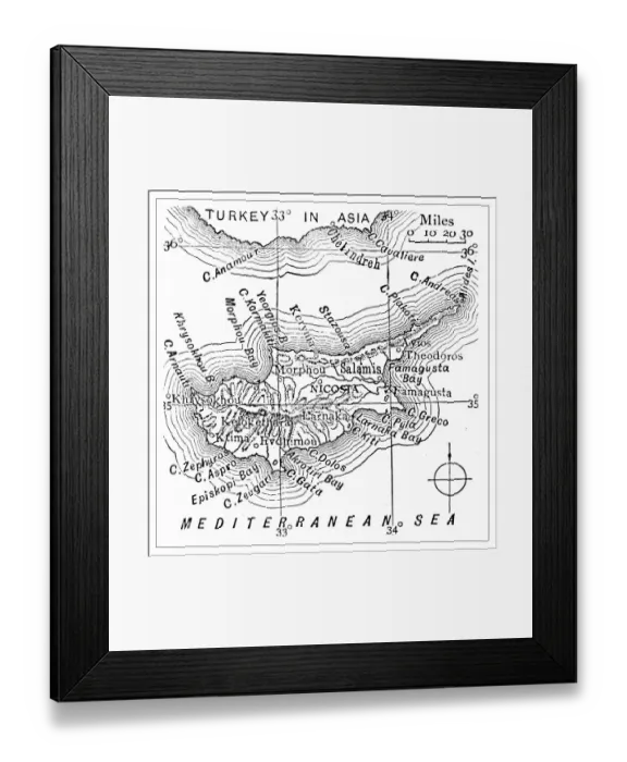 Framed Print : Antique engraving illustration: Cyprus Framed Print : Antique engraving illustration: Cyprus