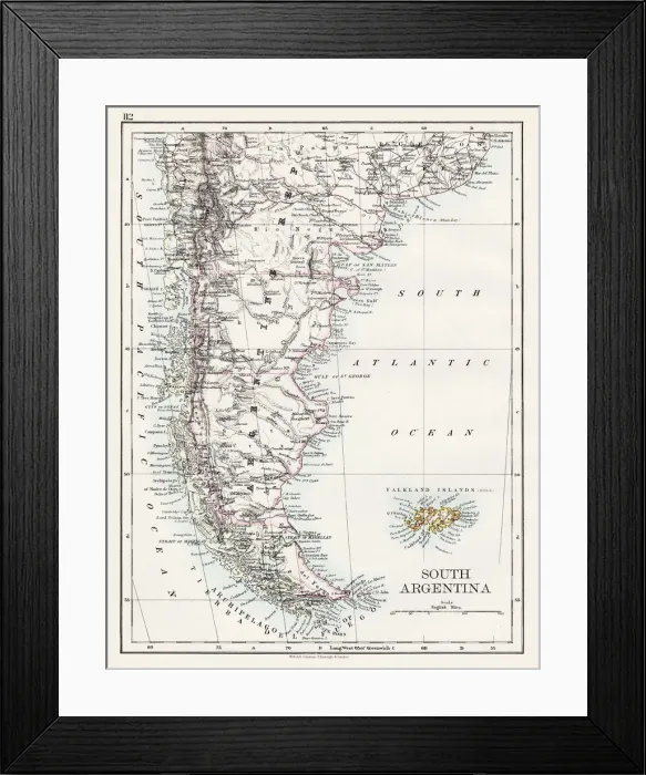 Framed Print : South Argentina map 1897 Framed Print : South Argentina map 1897