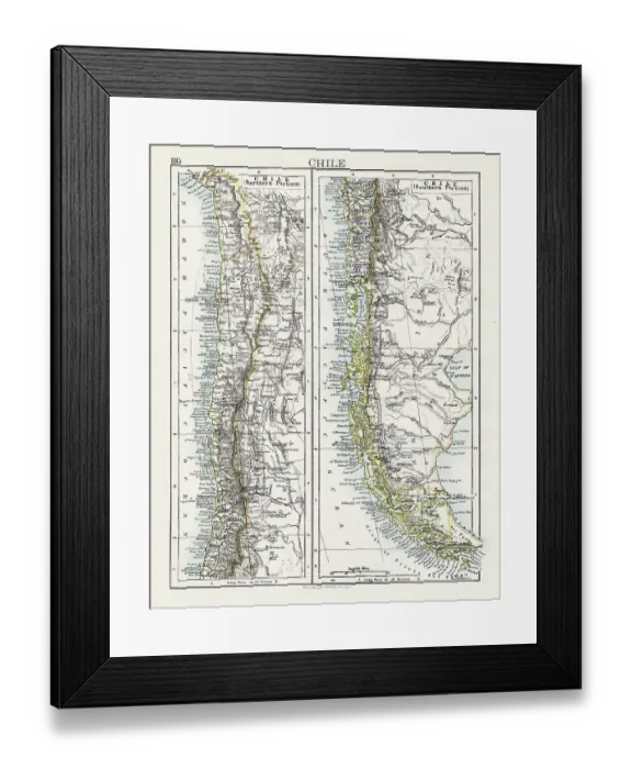 Framed Print : Chile map 1897 Framed Print : Chile map 1897
