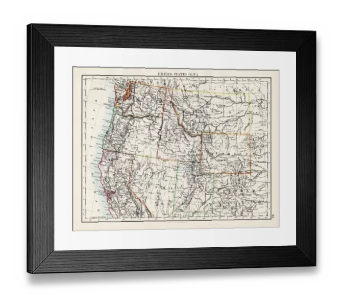 Framed Print : United States North West map 1897