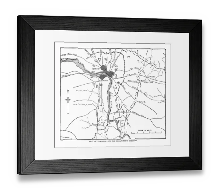 Framed Print : Plan of Richmond and the surrounding country Framed Print : Plan of Richmond and the surrounding country