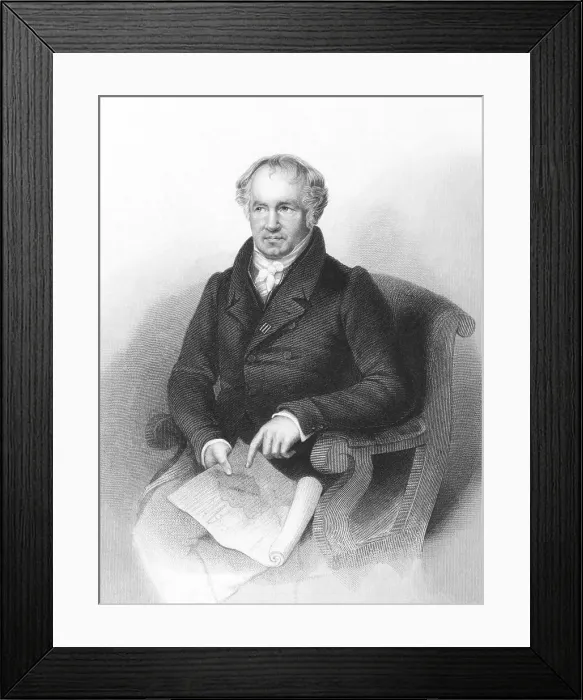 Framed Print : Alexander von Humboldt (1769-1859) on engraving from the 1800s. German naturalist and explorer. Engraved by A. H. Payne and published in London by Brain & Payne Framed Print : Alexander von Humboldt (1769-1859) on engraving from the 1800s. German naturalist and explorer. Engraved by A. H. Payne and published in London by Brain & Payne